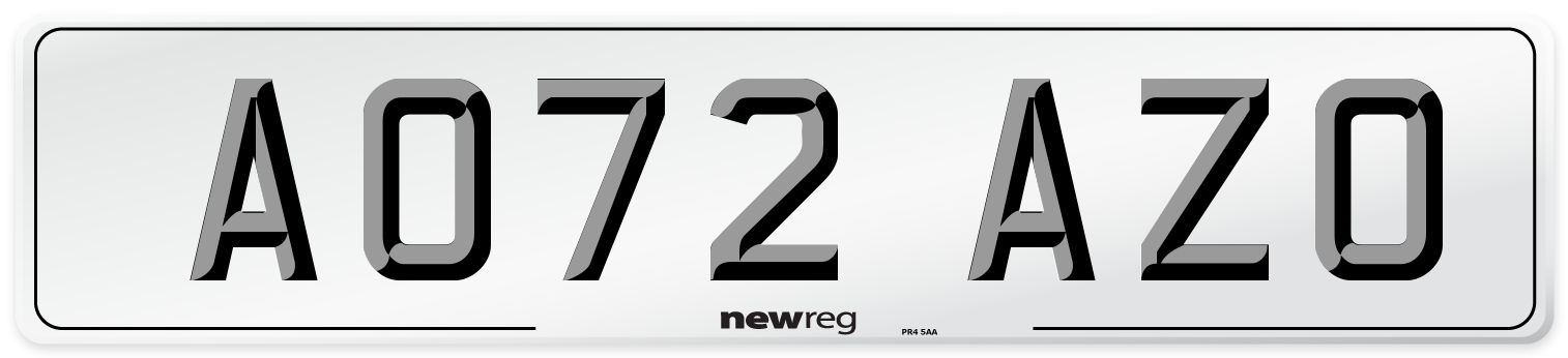 AO72 AZO Number Plate from New Reg